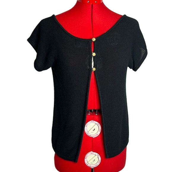 Kersh Sweaters - MM37 Kersh cable knit back 3 button short sleeve cardigan